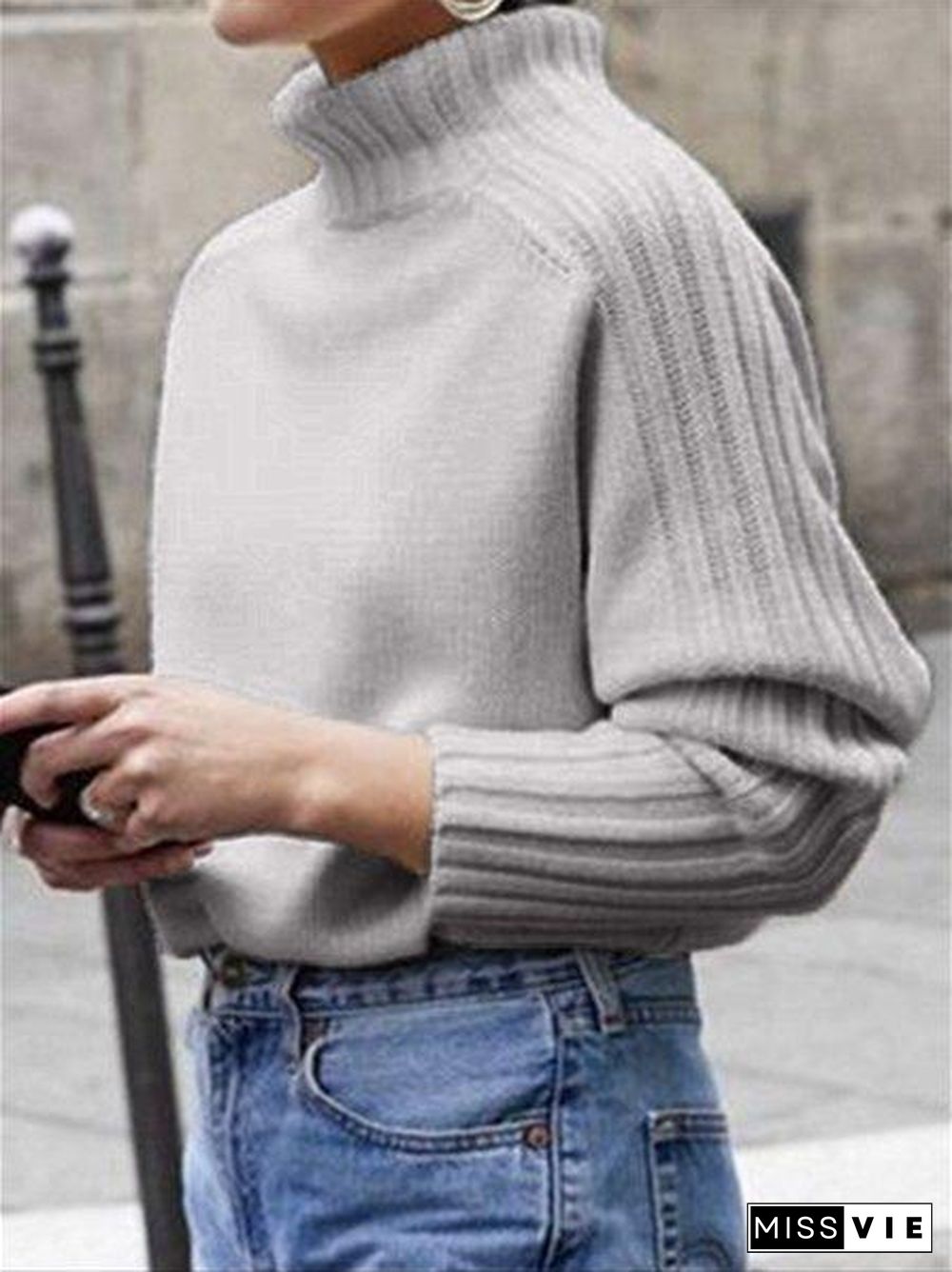 Autumn Winter Casual Basic Daily Turtleneck Knitted Sweater