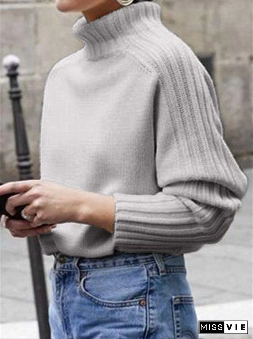 Autumn Winter Casual Basic Daily Turtleneck Knitted Sweater