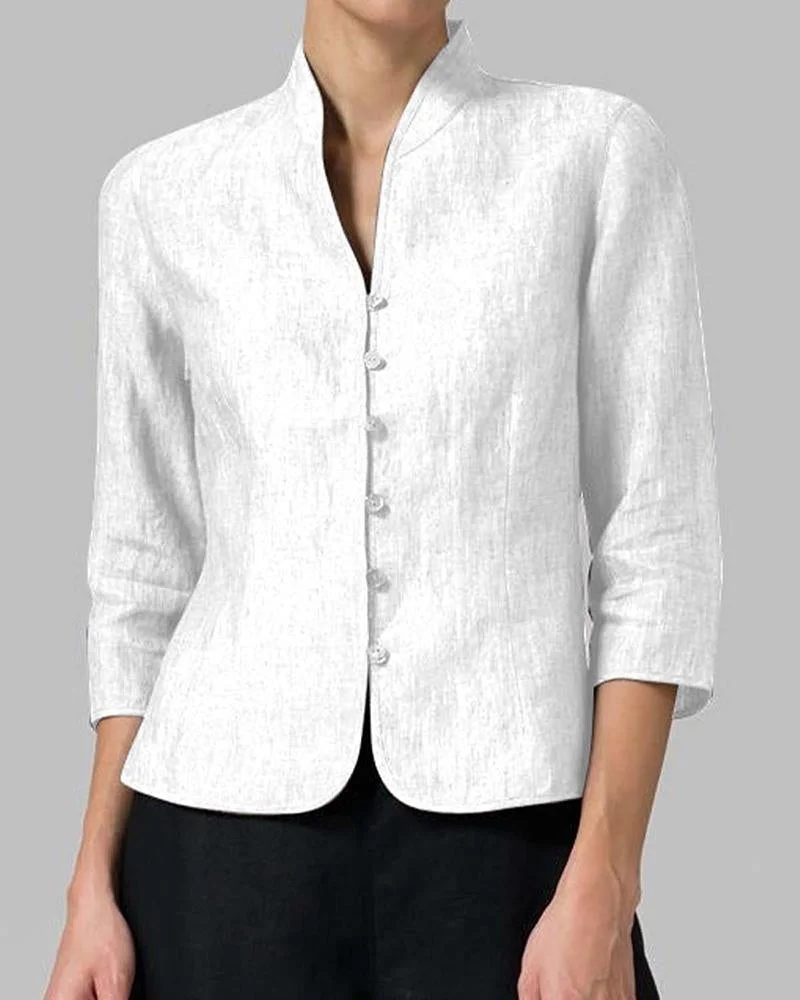 Stand Collar Button Open Front Cardigan