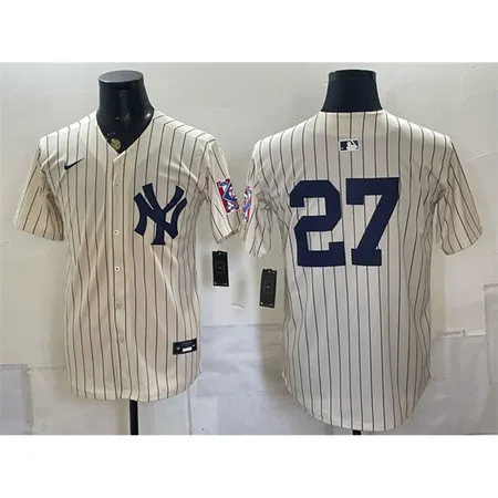 Men's New York Yankees #27 Giancarlo Stanton Cream 2026 Field of Dreams Stadium Baseball Jersey