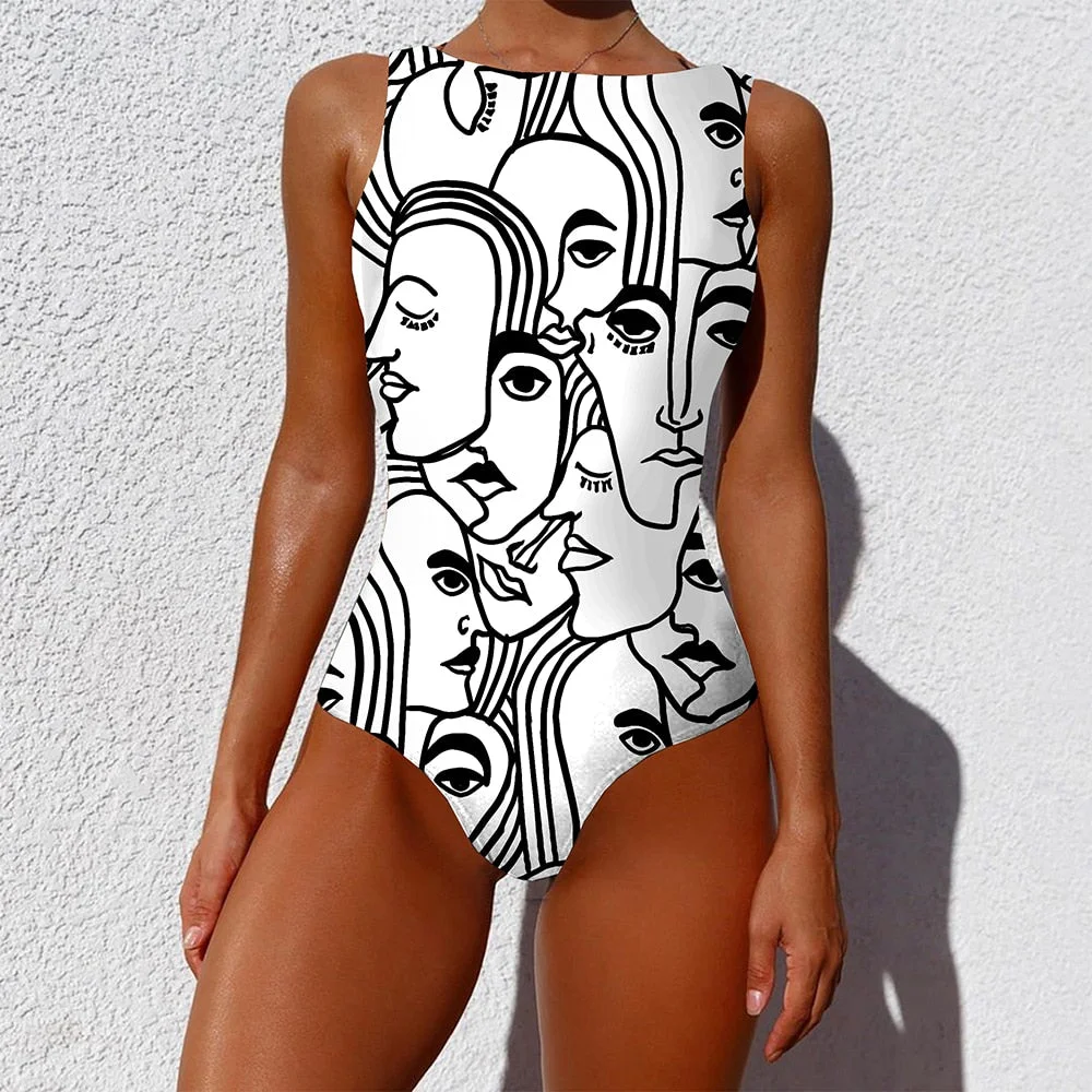Sexy Print One Piece 2022 Swimsuit Closed Large Size Swimwear Push Up Women Flower Vintage Body Swim Beach Pool Bathing Suit