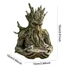 Bird Feeding Sculpture with Hidden Hang Hole Ancient Tree Bird Feeder Resin Birds Feeding Station Ornament for Patio/Backyard/Balcony