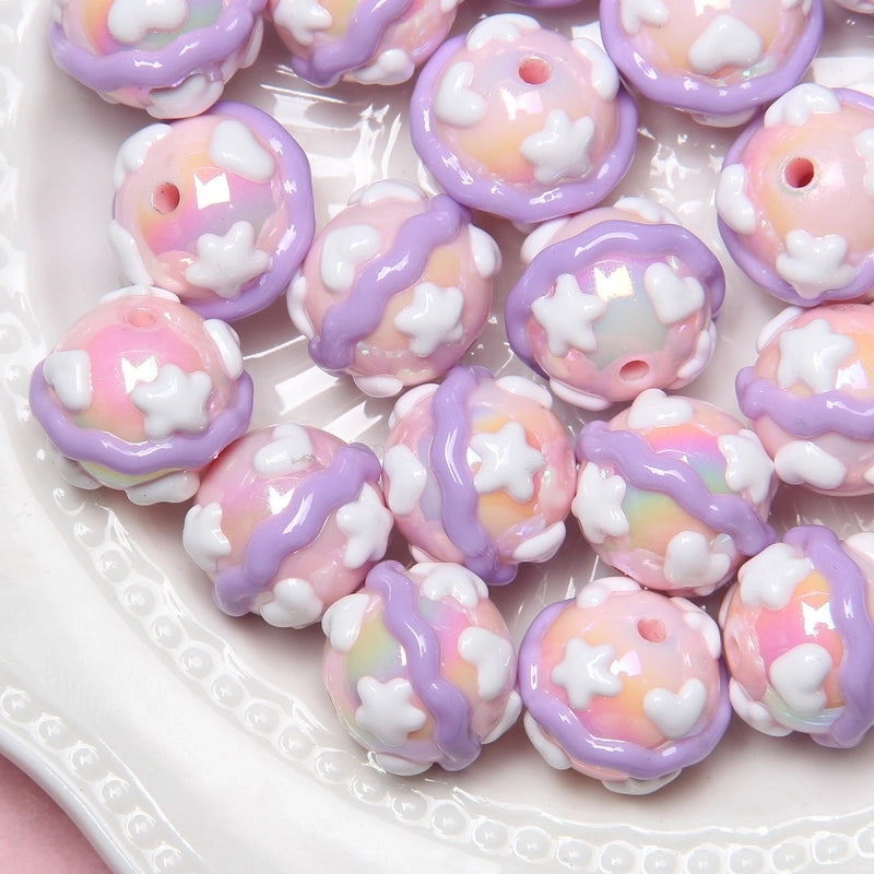 5 Pieces Summer New Heavy Oil Hand-Painted Beads Diy Beaded Diy Mobile Phone Chain Car Hanging Bag Hanging Chain Head Rope Beads