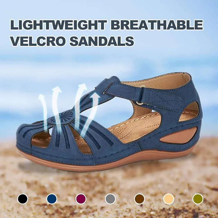 Hollow Out Lightweight Breathable Velcro Pure Color Sandals | 168DEAL