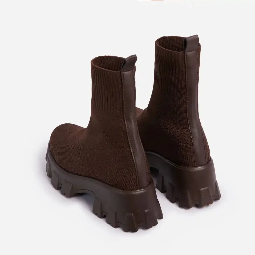 Qengg 2022 New Women's Boots Couple Socks Shoes Women's New Thick-soled Casual Knitted Short Boots Women's Thick Heels