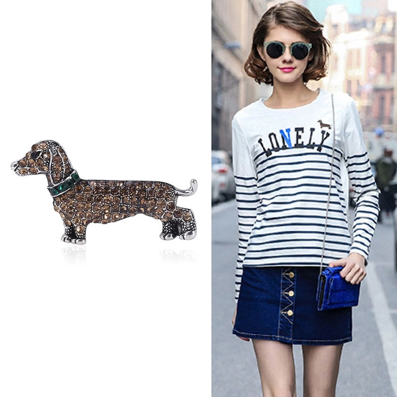 Cute Pin Dog Alloy Inlay Rhinestones Women's Brooches