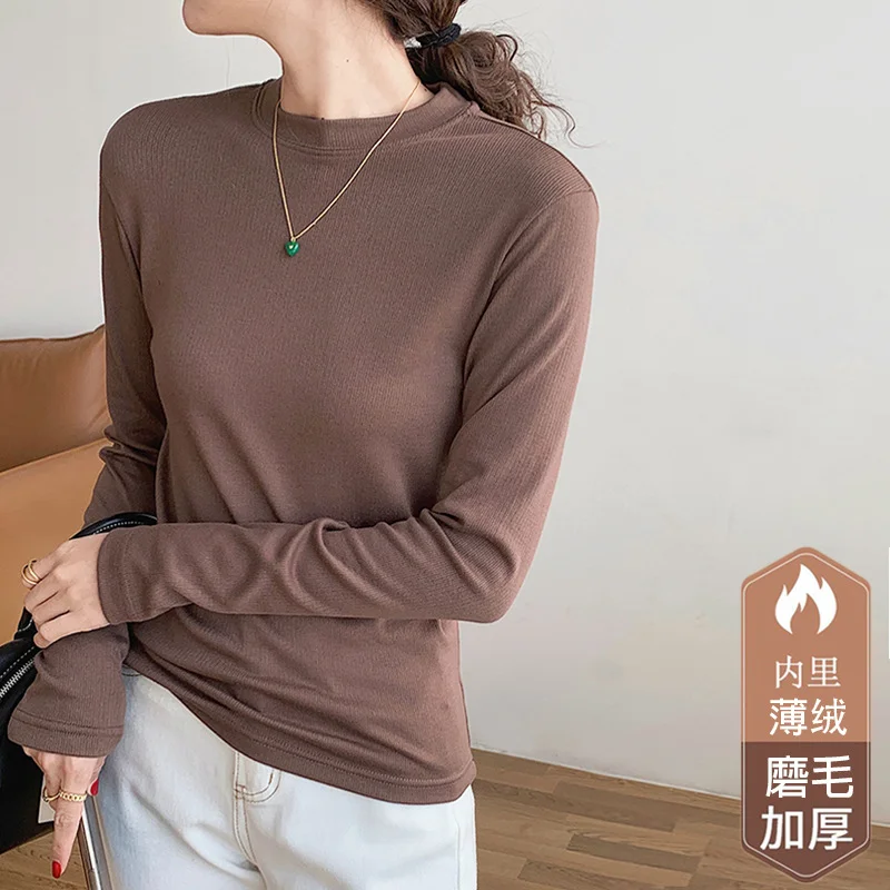 Woherb Standing Collar Solid Color Bottom Shirt Female Autumn Winter 2025 New White Inside The Design Sense Slim Hair Long Sleeve Jacket-Outfit Ideas