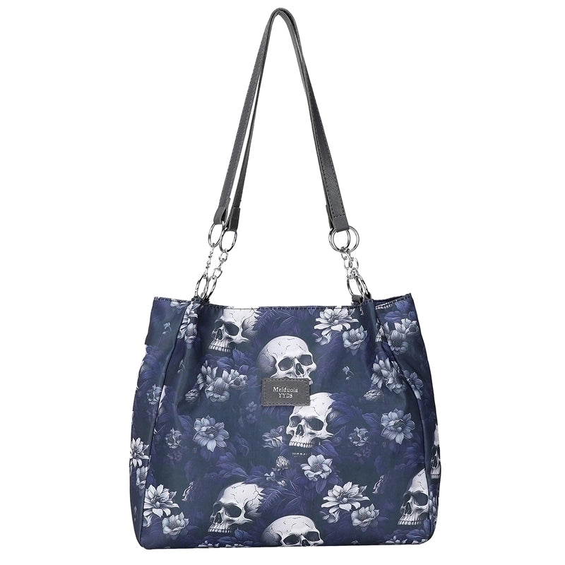 Halloween Women’s Oxford Cloth Geometric Ghost Punk Zipper Underarm Bag