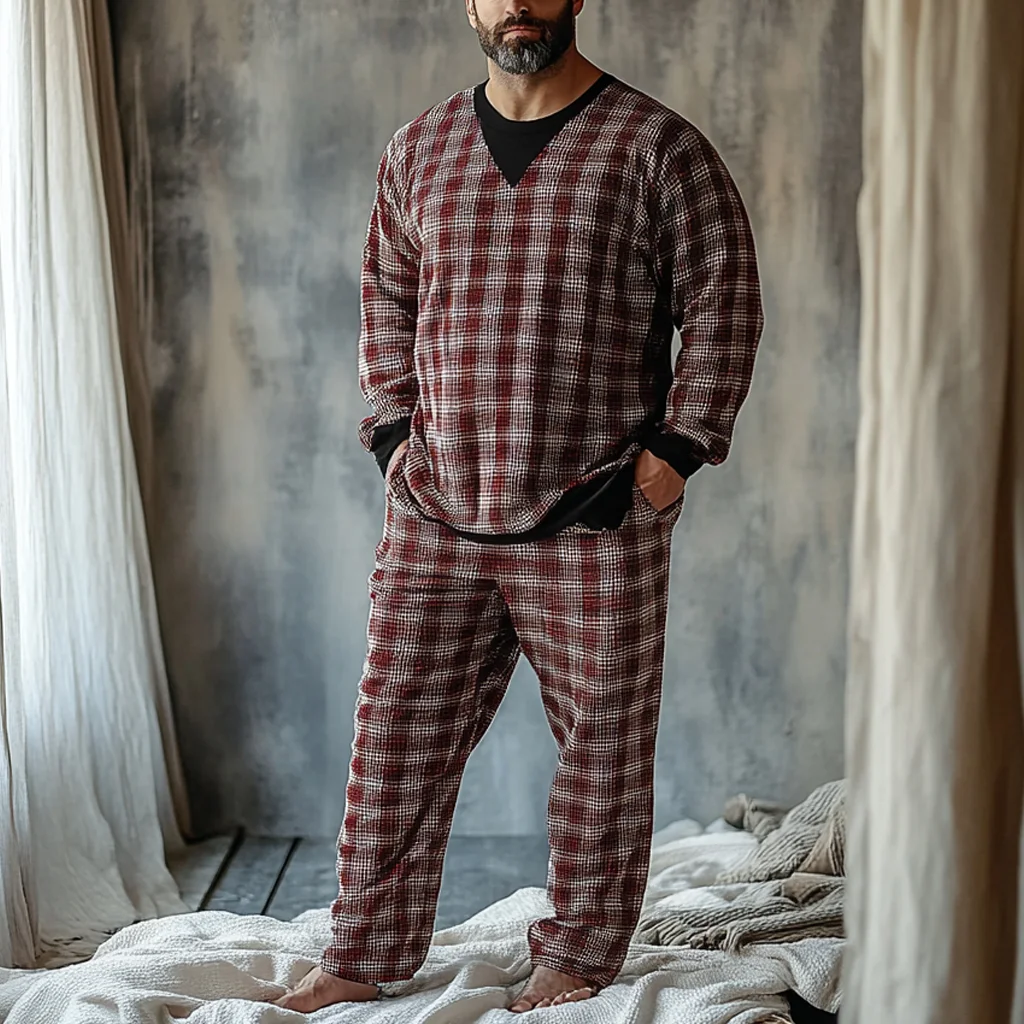 Men's Christmas Autumn And Winter Warm And Comfortable Casual Pajamas And Pants Two-piece Set-inspireuse