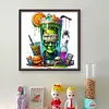 Halloween Wine Glass-11CT Stamped Cross Stitch 50*50cm/19.69*19.69in tapestrymarket