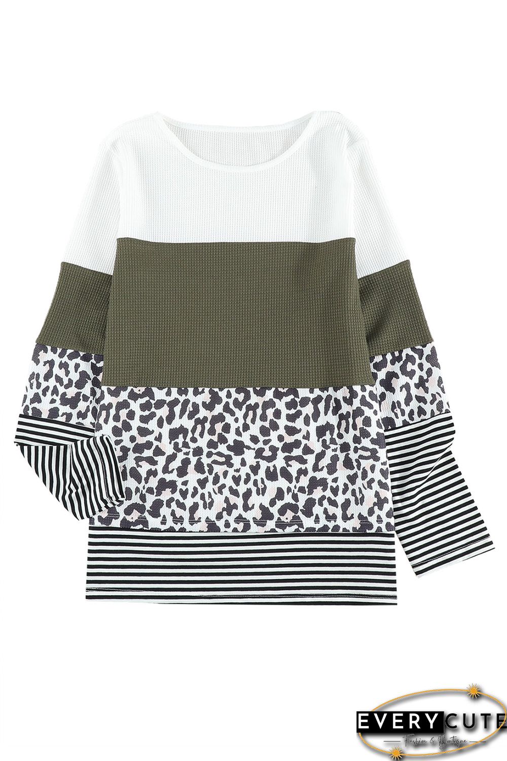 Leopard Splicing Stripes Top