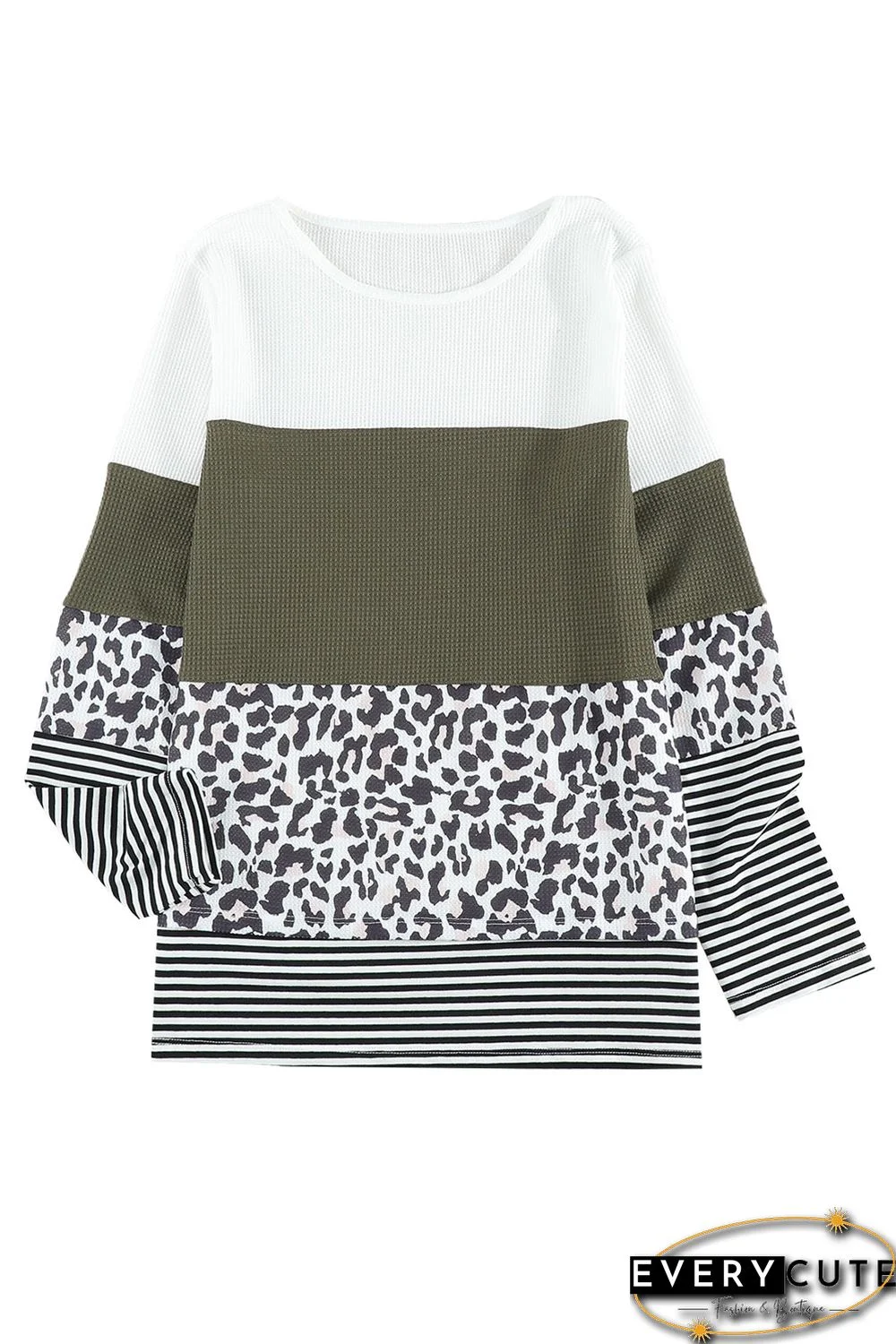 Leopard Splicing Stripes Top
