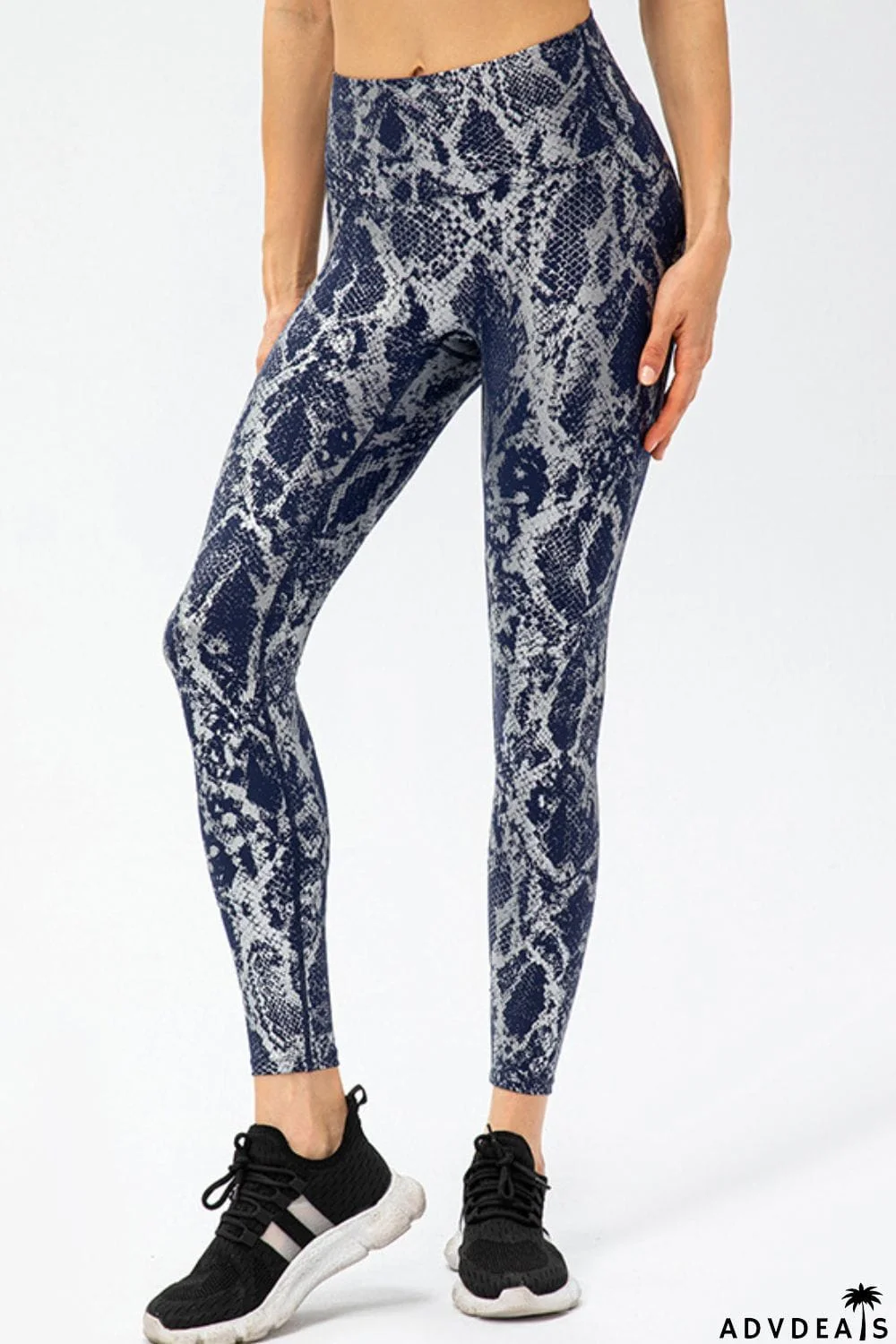 Animal Print Slim Fit Wide Waistband Long Sports Pants