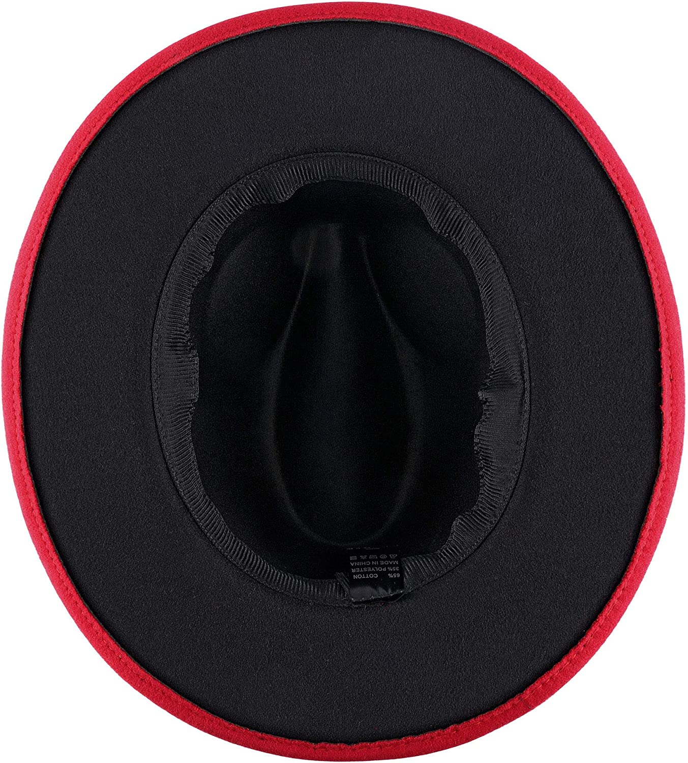 Two Tone Red Bottom Wide Brim Wool Felt Fedora Hat 