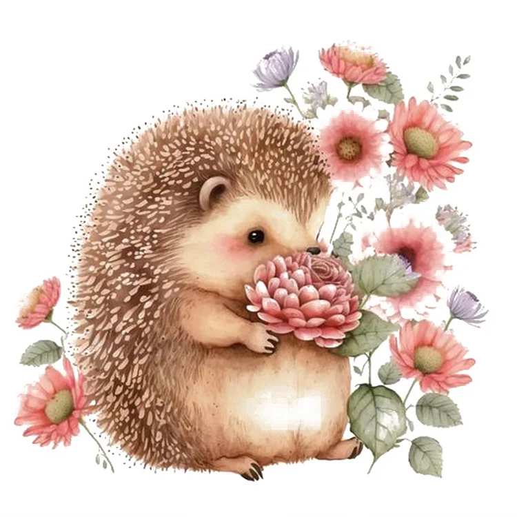 Hedgehog And Flower (40*40CM) 11CT Stamped Cross Stitch gbfke