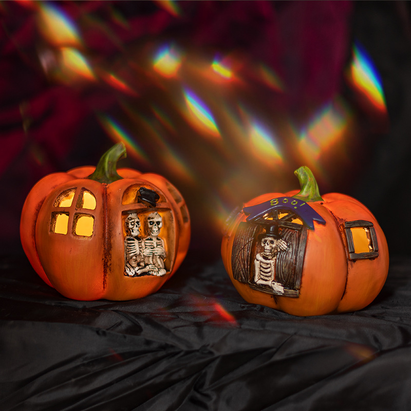 Halloween Resin Pumpkin Lamp 