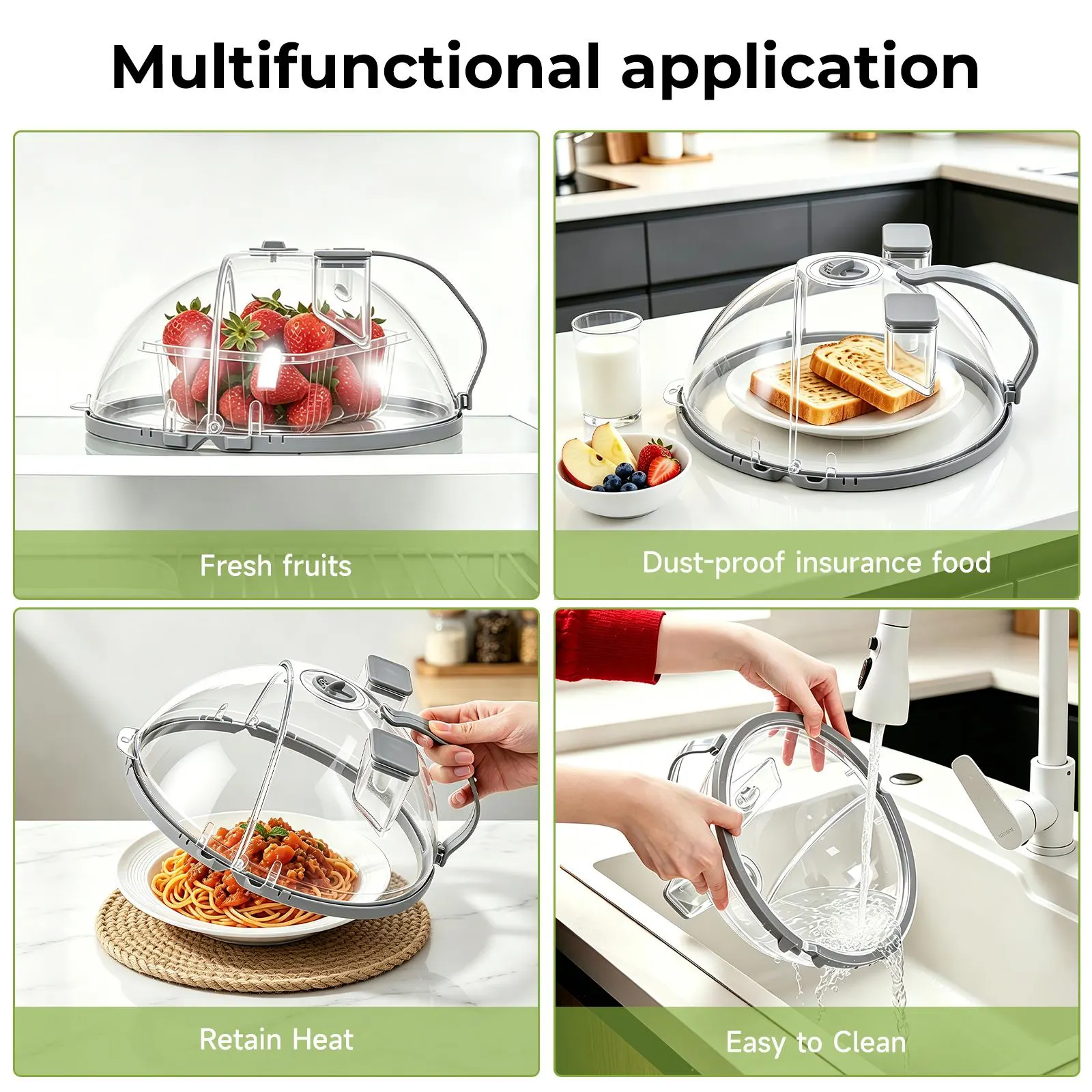 UFORU  Upgraded Foldable Microwave Splatter Cover with Dual Water Steamer, 10 Inch Clear Vented Food Lid with Handle, Anti-Splatter Microwave Cover for Moisture-Rich Heating, Kitchen Gadget