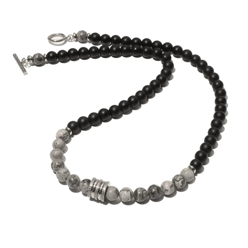 Minimalist Round Natural Stone Beaded Men’s Necklace