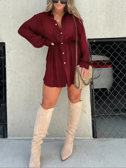 Brownm Brownm Women's Clothing In Autumn 2025 Fashion Solid Color Long-Sleeved Shirt