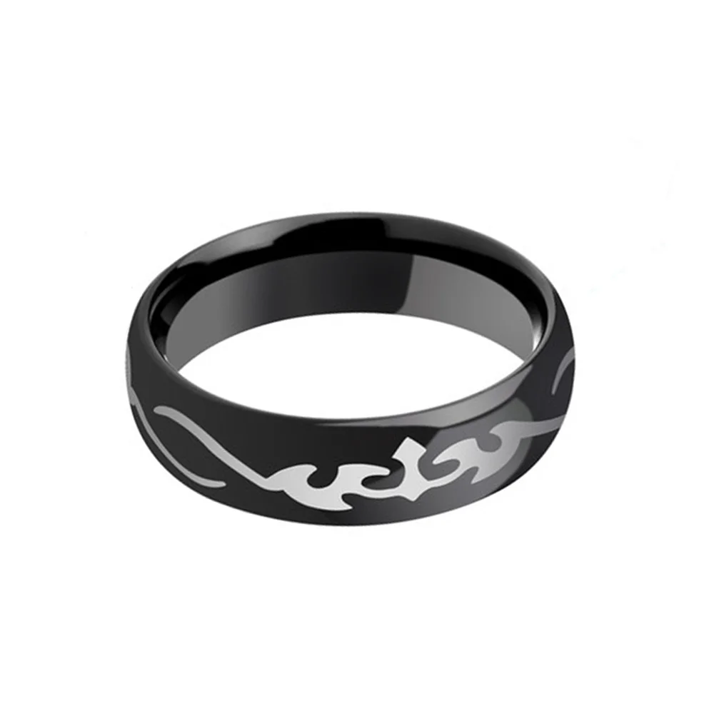 6MM 8MM Mens Black Full Arc High Polished Laser Tungsten Rings