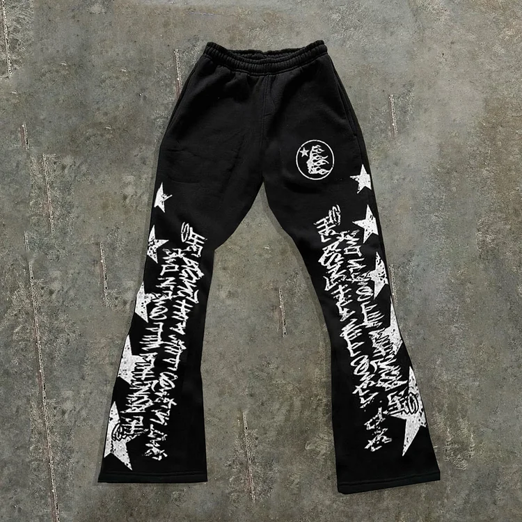 Hellstar Abstract Star Graphic Flared Trousers