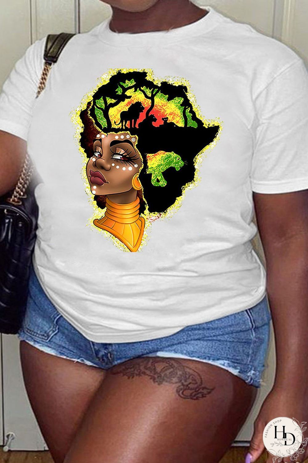 White Green Fashion Casual Print Basic O Neck T-Shirts