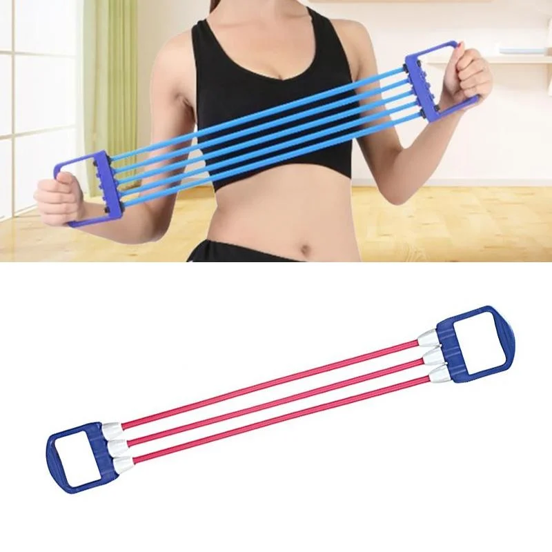 2 PCS Three-tube TPE Wall Pulley Elastic Rope Home Fitness Equipment For Ladies And Children, Random Colour Delivery 