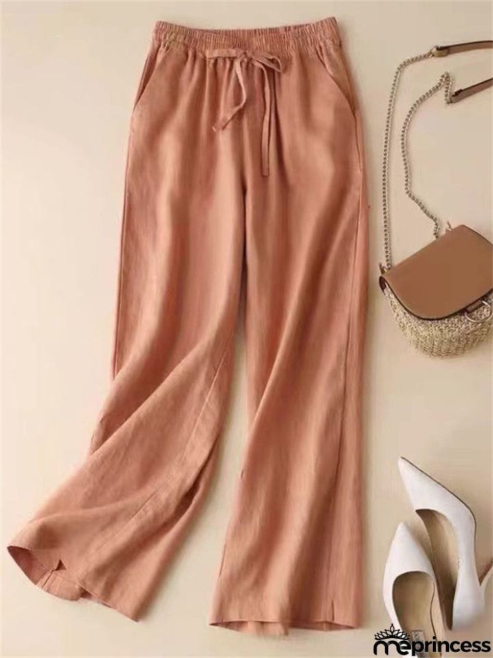 Leisure Linen High-Rise Oversized Pants for Women
