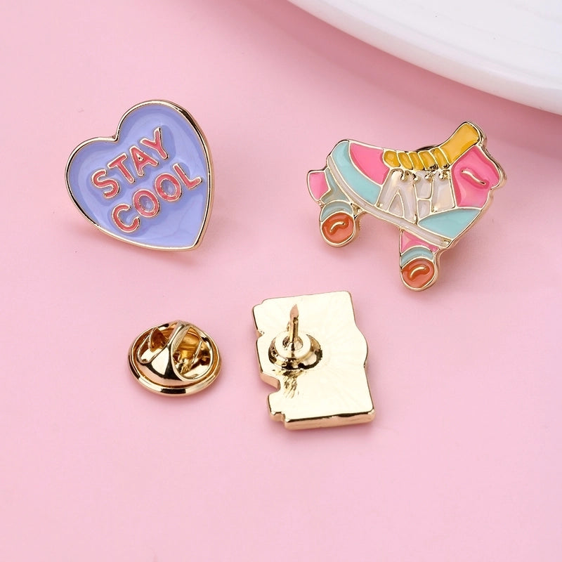 Cute Romantic Sweet Skates Camera Heart Shape Alloy Enamel Kid’S Adults Brooches