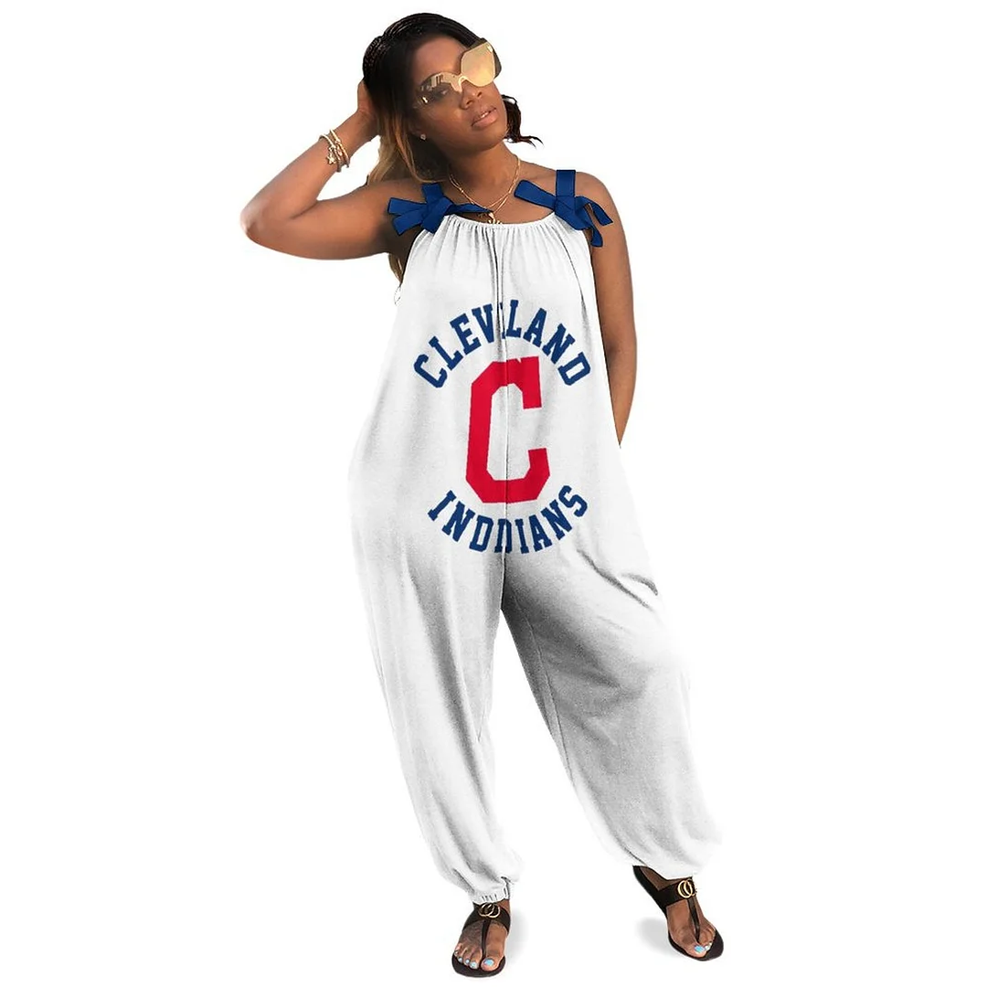 Women Plus Size Jumpsuits Loose Casual Print Retro Strappy Jumpsuit in Pattern,Navy,Red,White