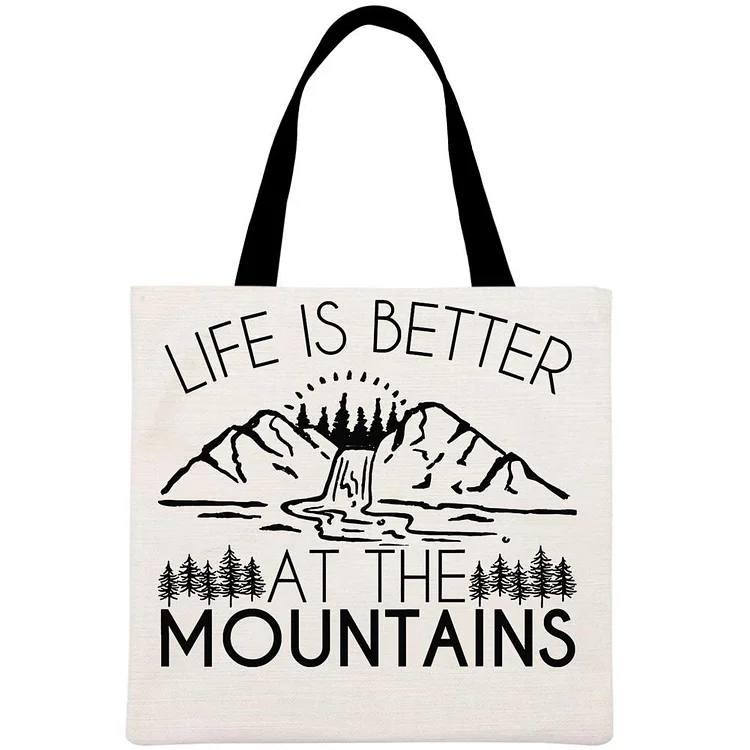 Mountain Life Hiking Lover Interesting Printed Linen Bag-Annaletters
