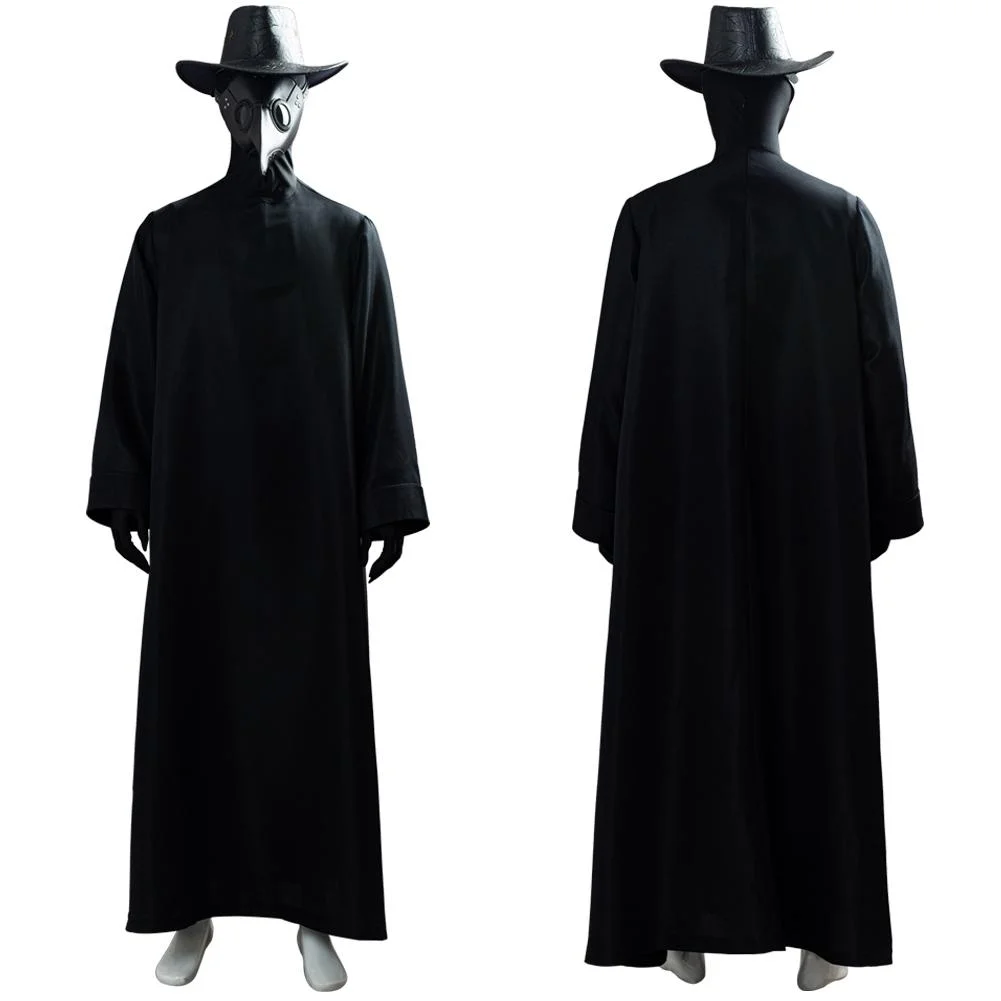 Plague Doctor Bird Beak Mask Steampunk Long Robe Outfit Halloween Cosplay Costume