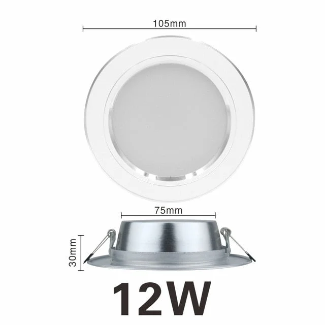 LED Downlight 5W 9W 12W 15W 18W Round White Ultra Thin Aluminum Recessed Lamp 220V 230V 240V Led Bulb Indoor LED Spot Lighting