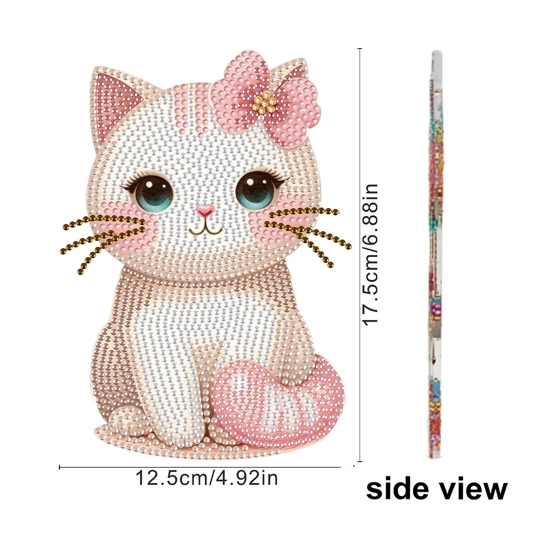 2D Flat DIY Cat Acrylic Shaking Head Diamond Painting Tabletop Ornaments Kit