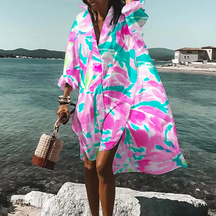 Contrast Print Midi Dress
