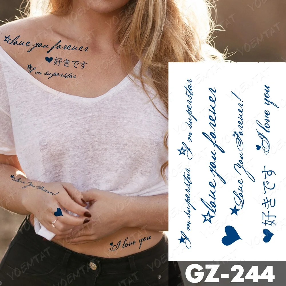 Sdrawing Lasting Ink Tattoos Body Art Waterproof Temporary Tattoo Sticker Butterfly Fairy Tatoo Arm Fake Feather Rose Swallow Tatto