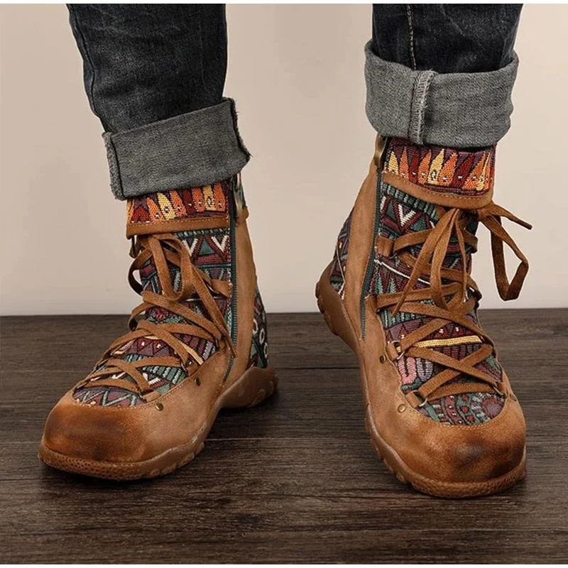 Women's Ladies Retro Bohemian Style Ankle Zip Short Boots Booties Casual Shoes Women's Winter Boots Botas mujer invierno 2020