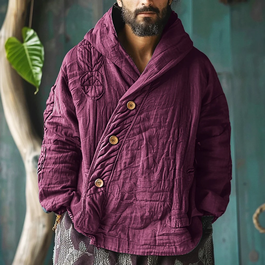 Men's Linen Padded Hoodie Jacket-inspireuse