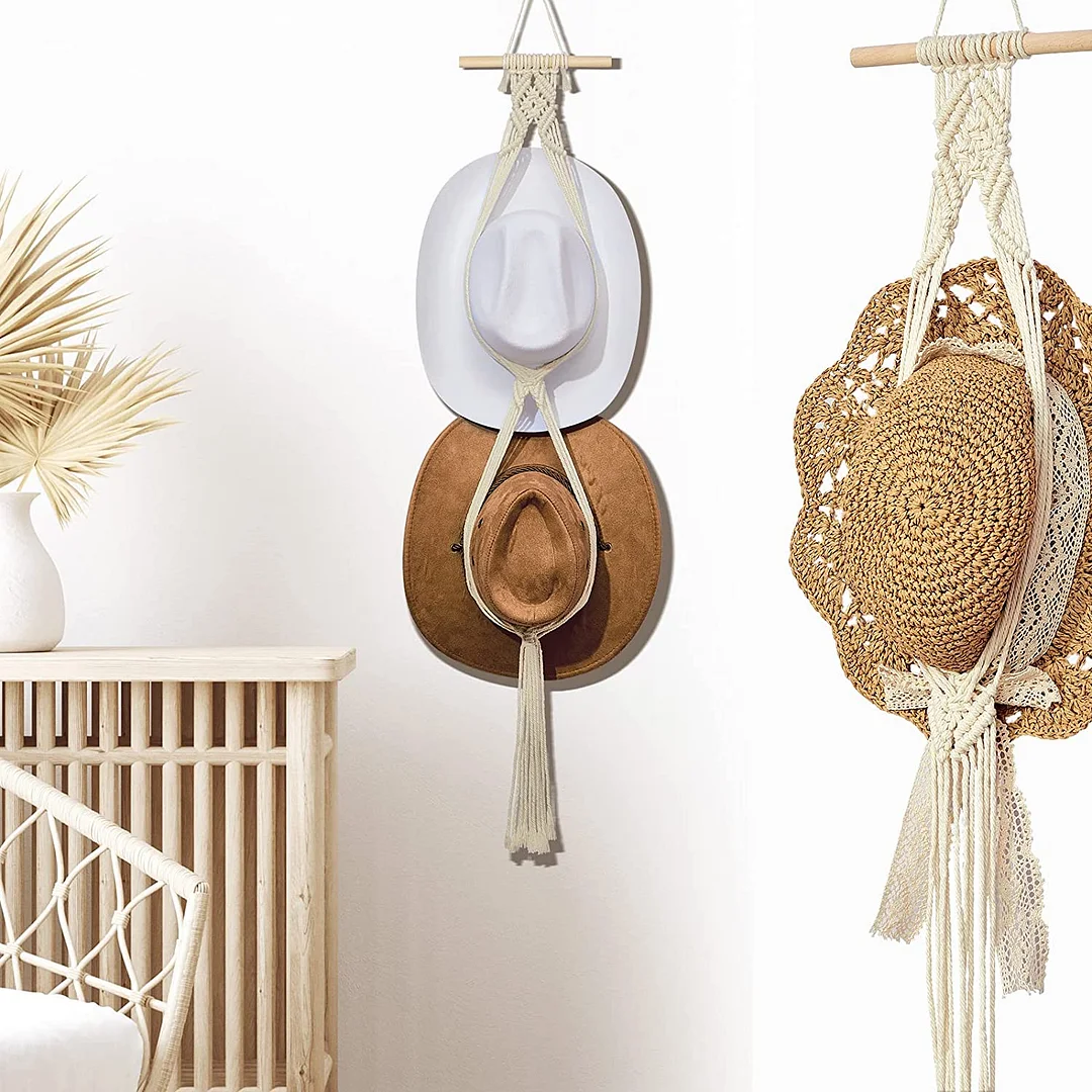 ️Handmade Linen Decorative Boho Hat Rack For Wall Hanging