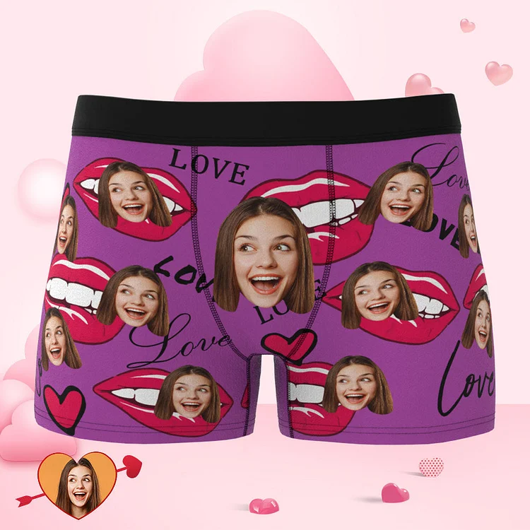 Custom Face Love Boxer Lips Pattern Personalized Valentine's Day Gifts