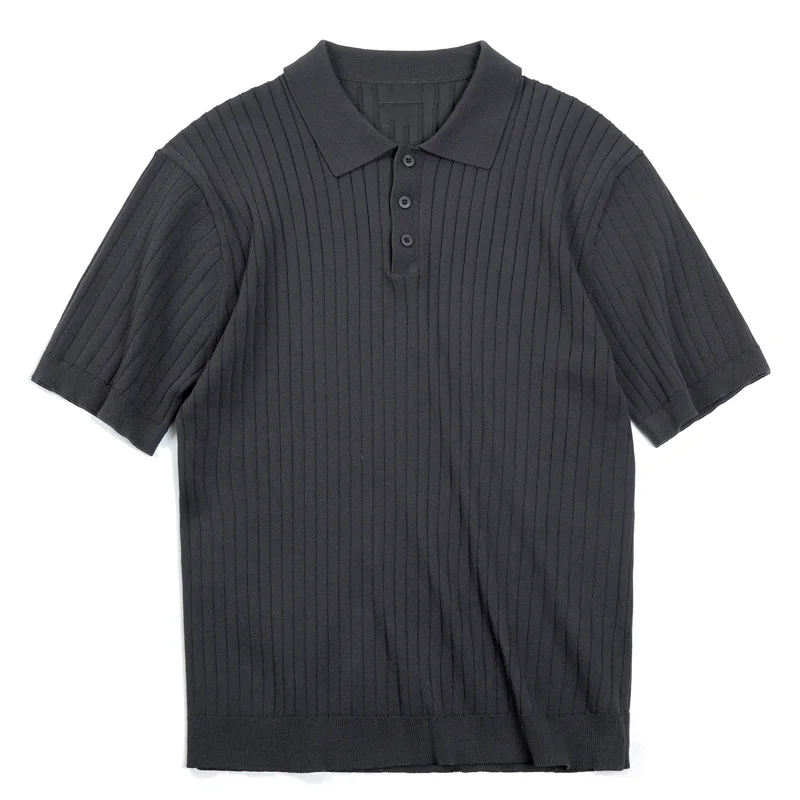 American Retro Knit Pitted Short-Sleeved Polo Shirt