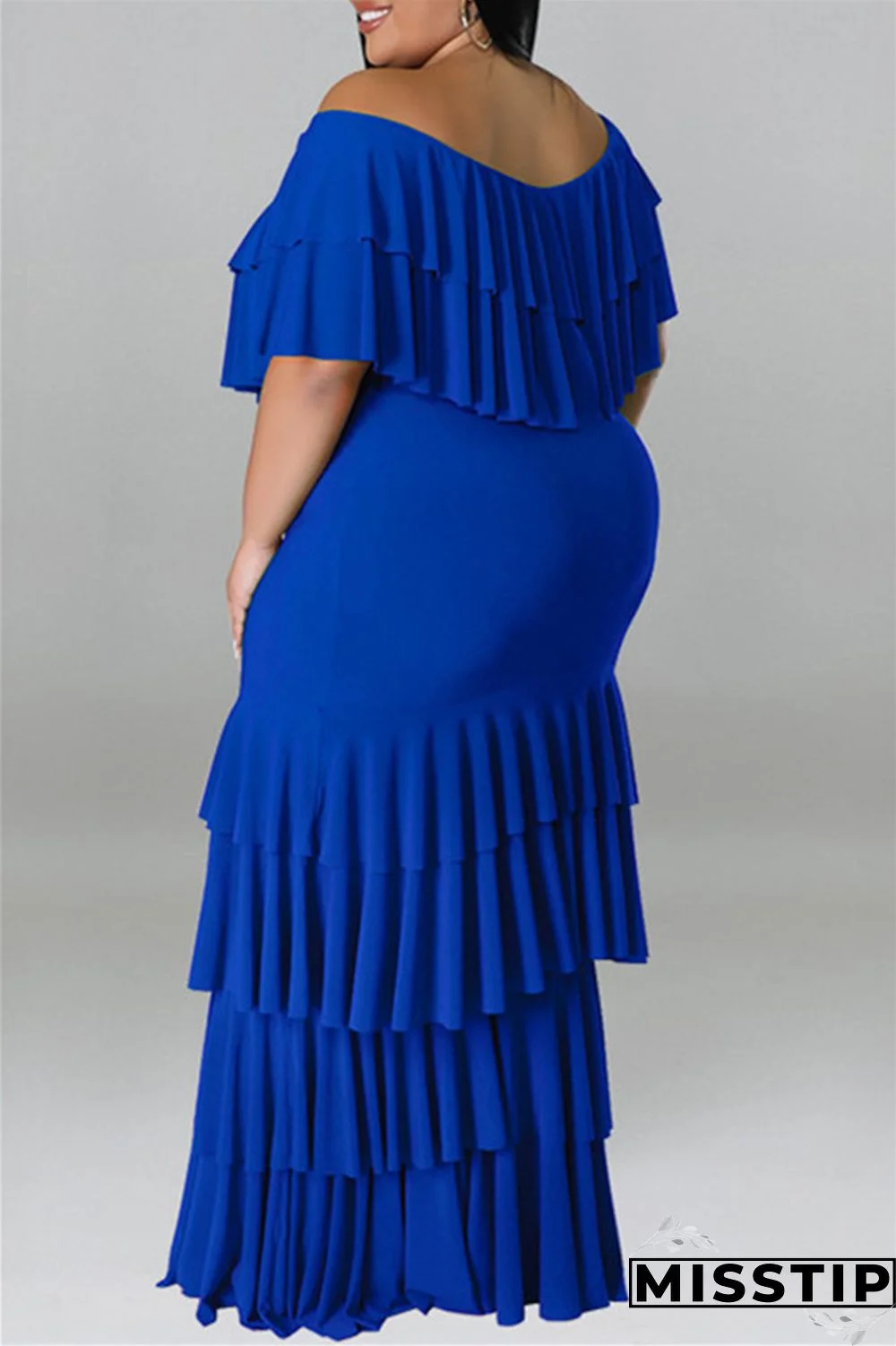 Black Fashion Casual Plus Size Solid Patchwork O Neck Short Sleeve Dress