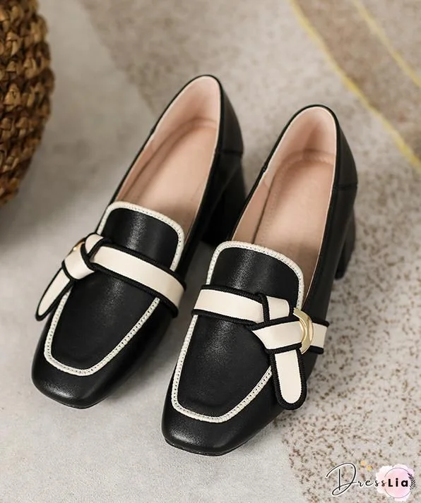 Contrast Color Square Toe Loafers