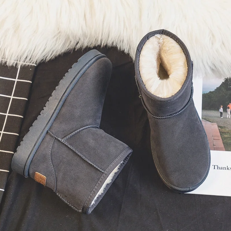 Brand Women's Shoes Australian Boots Winter Footwear Round Toe Flat Heel Boots-Women Fashion Snow Low 2022 Ladies Ankle Cotton