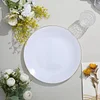 10 Pack | 10" Glossy White Round Plastic Dinner Plates With Gold Rim, Disposable Party Plates