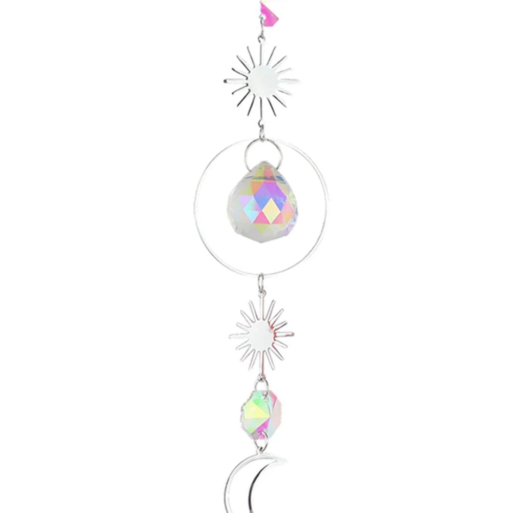 Wind Chime Crystal Light Catcher Ball Ornaments Round Frame Pendant (2)