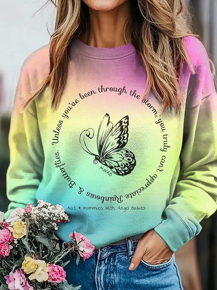 Hippie Butterfly Art Print Casual Sweatshirt