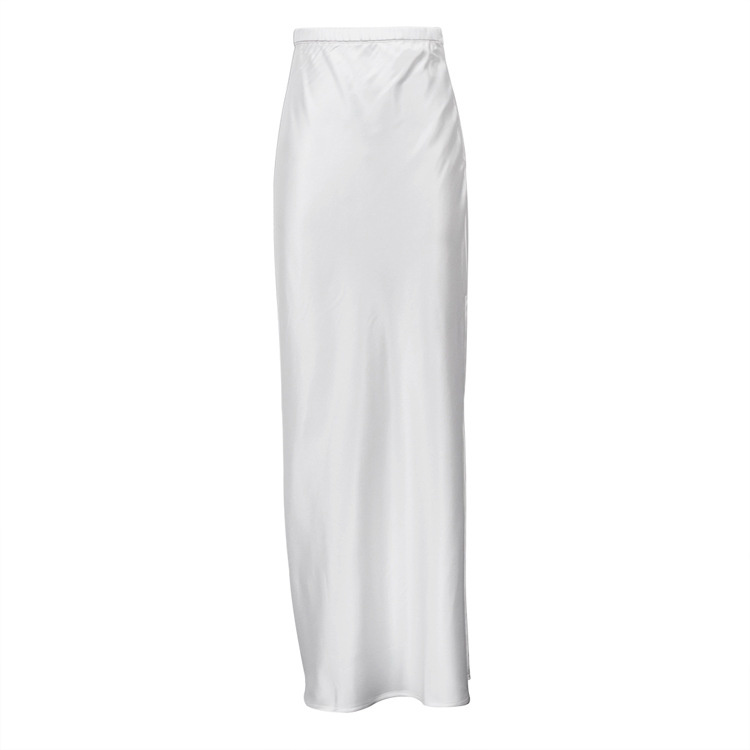 Ootddress White Satin High Waist Long Skirt For Women Zipper Side Split Slim Elegant Party Maxi Skirt Y2k Outfit Female Long Skirt