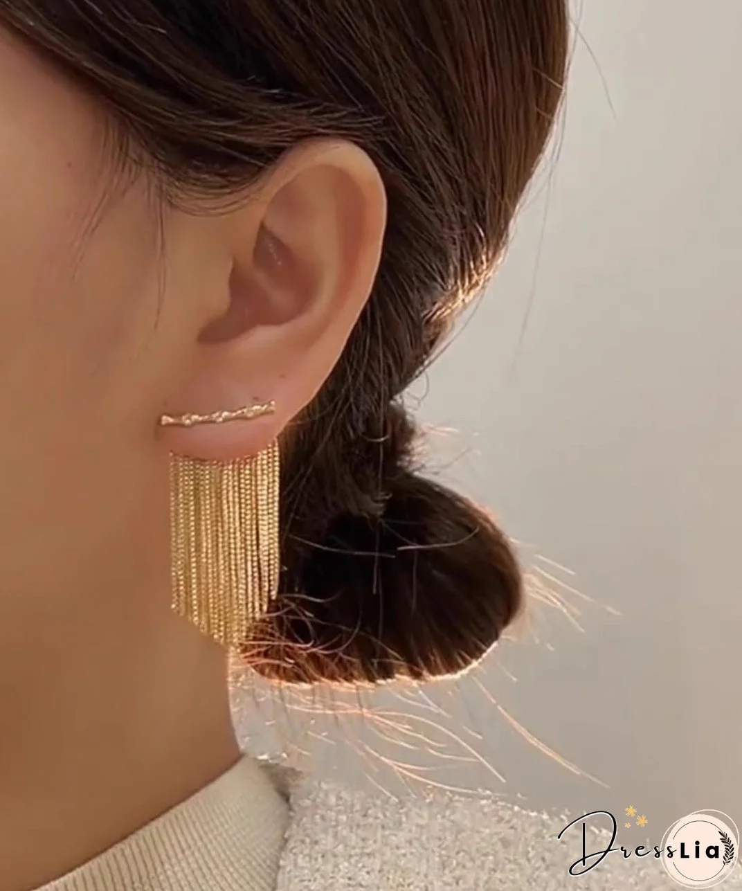 Style Gold Sterling Silver Overgild Bamboo Joint Tassel Drop Earrings