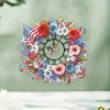 (US Only)2D Flat DIY Wreath 5D Hanging Clock Art Craft for Living Room Decoration